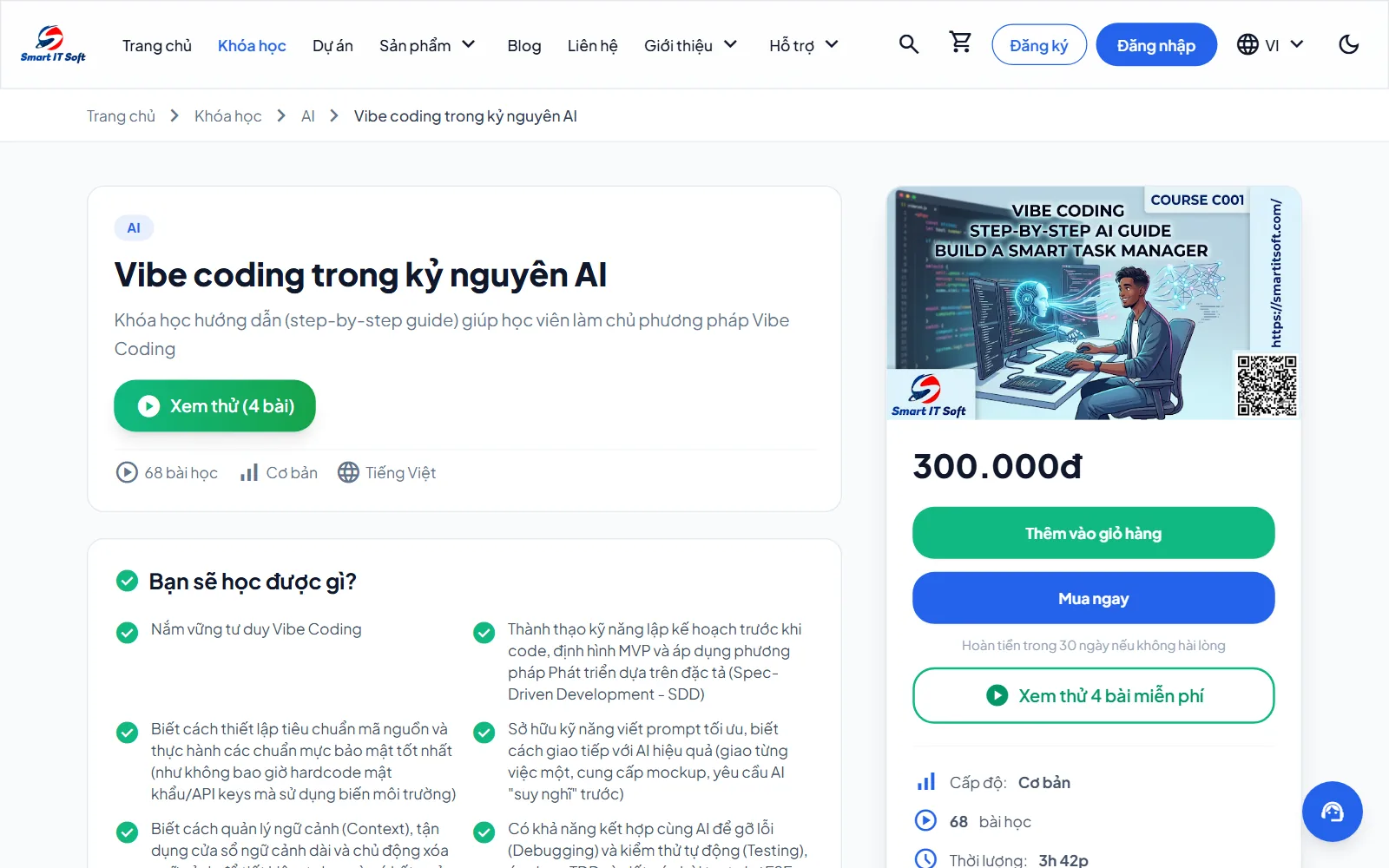 Trang chi tiết khóa học